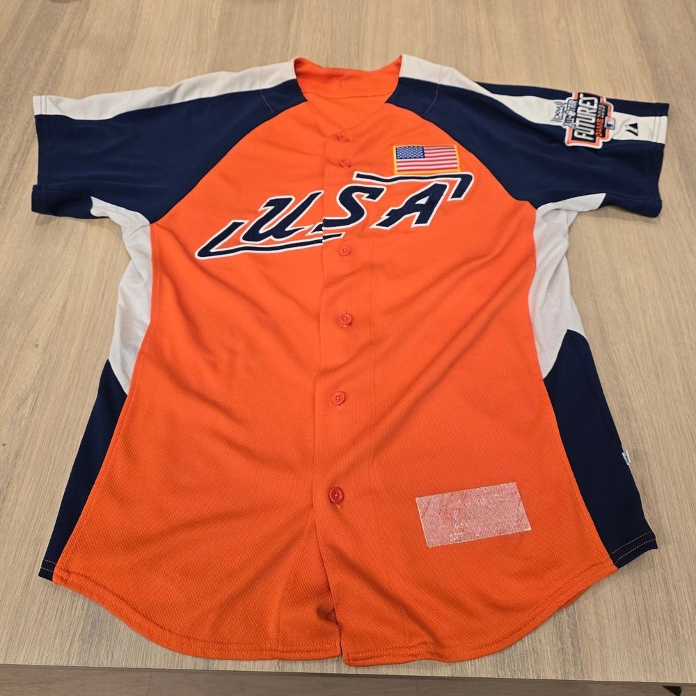 Majestic USA Baseball Jersey Mens Medium‎ Orange 2005 All-Star Futures Game